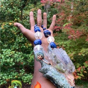 Handcrafted Blue and Clear Beaded Necklace